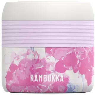 KAMBUKKA Bora Bento Box hermetisch verschlossene Müslibecher to go - Heiß und kalt - Spezialdeckel zur Druckreduzierung im Inneren der isolierten, auslaufsicheren Lunchbox - Modell "Bora Pink Blossom"