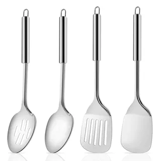 Küchenutensilien Set 4-Teilig Küchenhelfer Set Edelstahl Pfannenwender Koch Utensilien Edelstahl Kochutensilien für Home Essentials Küchenhelfer Spülmaschinenfest
