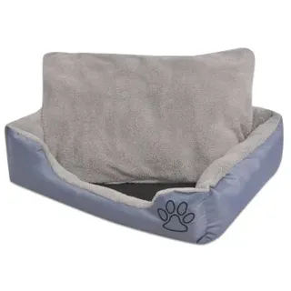 vidaXL Hundekorb mit gepolstertem Kissen M 48 x 48 x 18 cm grau