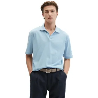 Poloshirt MARC O'POLO "aus Baumwoll-Leinen-Mix", Herren, Gr. 3XL, dusted blau, Obermaterial: 80% Baumwolle, 20% Leinen, unifarben, regular fit, Shirts