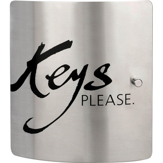 Burg Wächter, Schlüsselbrett, Motiv-Schlüsselkasten "Keys PLEASE", 10 Haken Edelstahltür mit Schriftzug, schwarzes St