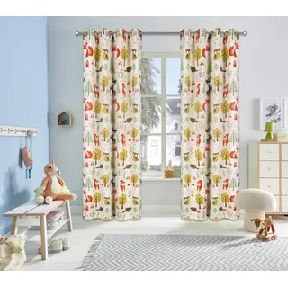 OTTO home Verdunkelungsvorhang OTTO HOME "Waldtiere" Gr. 4, bunt (beige, bunt), B:130cm H:245cm, Polyester, Gardinen, bedruckte Kindergardine, blickdicht, verschiedene Größen