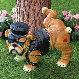 Bulldogge pinkelt Hundestatue Gartendeko für außen Nordic Creative Home Bulldog Ornaments Gartenzwerge Statuen Tierfiguren Tierstatuen Gartenstatuen Tierfigur (Gelb, 20,5 * 13,5 * 14,1 cm)