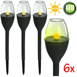 6x LED Solar Fackel Gartenfackel Wegeleuchte Solarfackel Leuchte Licht 38cm