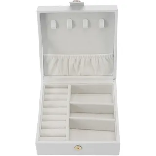 Schmuckkästchen Aus Leder, Organizer-etui Für Halsketten, Ohrringe Und Ringe, Reisegröße, Weiß
