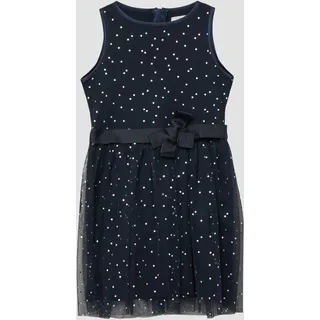 Kurzes Kleid mit silbernen Punkten und Gürtel - blau - 110