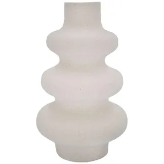 Intirilife Keramik Vase in Creme Weiß - 13 x 21.8 cm - Spiralvase Dekovase ideal für Blumen Pampasgras und Trockenblumen
