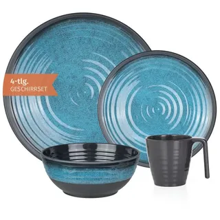 Moritz Geschirr-Set Camping Geschirr Stone Blue 4-teilig