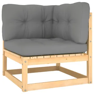 vidaXL Garten-Ecksofa mit grauen Kissen Kiefer