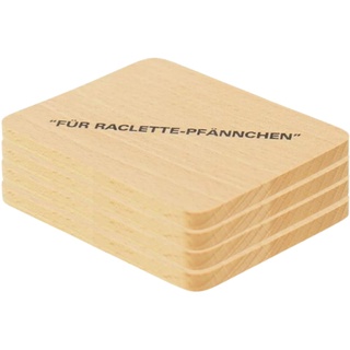 teemando® 4 X Raclette-Untersetzer aus Buchenholz mit Aufdruck, 10 cm, dekorativer Untersetzer für Gläser und Raclette-Pfännchen
