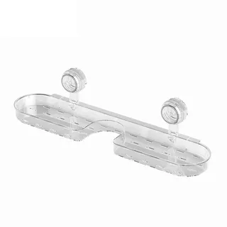 Ailovone Beweglicher Duschablage Saugnapf Aufbewahrungsständer Duschregal Ohne Bohren Transparent Badezimmer Ablage für Wandmontage mit Abflusslöchern für Shampoo und Toilettenartikel (Weiß)