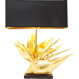 Kare Design Tischleuchte Tropical Flower, Schwarz/Gold, Tischleuchte Tischlampe, Stahl Stange, 65x51x22 cm (H/B/T)