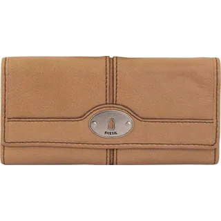 Damen-Geldbörse Fossil Leder-Geldbörse Maddox Flap Clutch Camel Beige