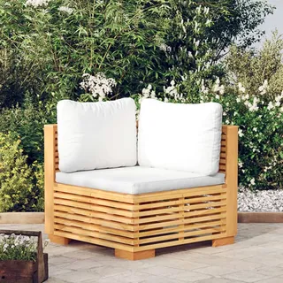 Garten-ecksofa Mit Creme Kissen Massivholz Teak