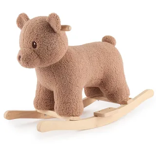 Bieco Plüsch Schaukeltier Bär Mika, 68 cm | Kinder Schaukelstuhl mit Sicherheitsgurt | Baby Schaukel | Schaukel Kleinkind | Schaukeltier Baby Schaukelwippe ab 1 Jahr | Schaukelpferd Holz