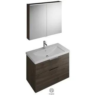 burgbad Eqio SFAN093 Badmöbel-Set mit Spiegelschrank SPGS090 + SEYQ093 - Marone Dekor Trüffel