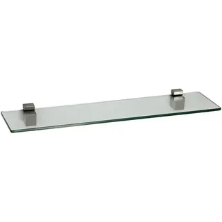 ib style Wandregal Glasboden 8mm klar 60 x 15 cm + Bagi Verchromt, Glasboden aus ESG-Sicherheitsglas - Wandregal silberfarben