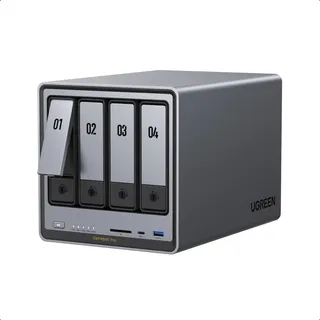 UGREEN NASync DXP4800 Pro, 4-Bay Desktop-NAS, Intel i3-1315U 6-Kern-Prozessor, 8GB DDR5 (bis zu 96GB), Eingebaute 128GB-SSD, 10GbE & 2.5GbE LAN, 2 × M.2 NVMe-Steckplätze, HDMI 4K (Ohne Festplatten)