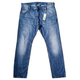 Diesel Gerade Jeans Krooley 1RBRT (Blau, Used Look) 100% Baumwolle, Regular Slim Carrot W29