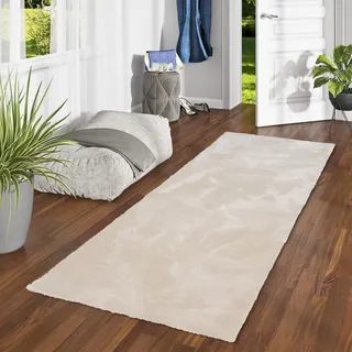 Snapstyle Super Soft Hochflor Läufer Livorno Creme - Pflegeleicht, Zuschneidbar, Ideal für Flur, Schlafzimmer, Kinderzimmer oder Arbeitszimmer
