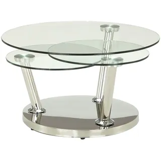Couchtisch mit drehbaren Tischplatten Conigli , transparent/klar , Maße (cm): B: 80 H: 44,5