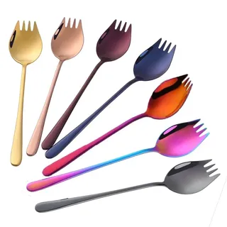 Buyer Star Göffel aus Metall, 7 Stück, 18/8 Edelstahl, für den täglichen Gebrauch im Haushalt, Eislöffel und Salatgabeln, Obst-Vorspeisen-Dessert (gemischte Farben)