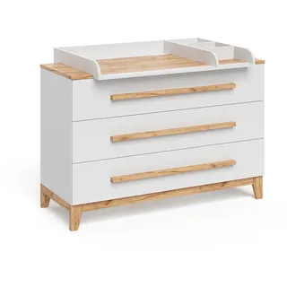 VitaliSpa Wickelkommode Malia, Weiß/artisan, 133.2 X 98 cm, Mit 3 Schubladen, Vitalispa
