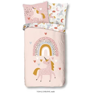 Mid.you Kinderbettwäsche, Rosa, Textil, Einhorn, 135x200 cm, Oeko-Tex® Standard 100, pflegeleicht, atmungsaktiv, weiche und anschmiegsame Oberfläche, Schlaftextilien, Bettwäsche, Kinderbettwäsche