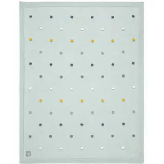 LÄSSIG Babystrickdecke Kuscheldecke Babydecke gestrickt 100% Bio Baumwolle GOTS/Knitted Blanket Dots light mint