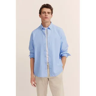 Langarmhemd BUGATTI "Button-Down", Herren, Gr. S, Normalgrößen, blau (hellblau), 100% Baumwolle, normal, eckige 2-Knopf-Manschette, Hemden, Oxford Modern Fit