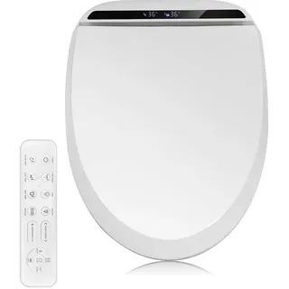 Kwanner Intelligenter Smart Toilettensitz, Länglich, Elektronisches Bidet, WC Dusche, Beheizter Sitz Japanische Toilette, Mit Seitlichem Bedienelement, Selbstleerender Wassertank-Technologie (Modern)