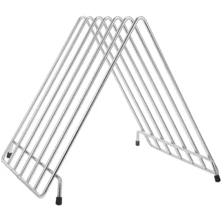 Toyvian Edelstahl Brettchen Halter für Küchenaufbewahrung Schneidebretthalter mit Offener Unterseite Silber Robust und Langlebig für Schule und Hotel