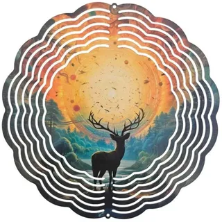 Ladreas Windspiel Edelstahl 3D Windspiel Windspinner 20cm Hirsch Natur 1 WI333 bunt