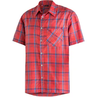 Funktionshemd MAIER SPORTS "Mauro", Herren, Gr. 68, Normalgrößen, rot, 85% Polyester, 15% Viscose, Kurzarm, Hemden, Kariertes Kurzarm-Hemd für Wandern, Reisen und Freizeit