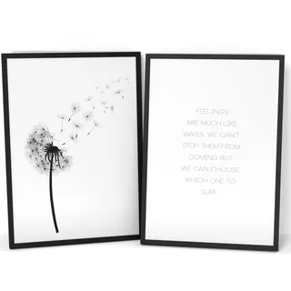 Papierschmiede® Spruch Poster 2er Set DIN A3 (30x42 cm) Motiv: Pusteblume, Typografie Bilder Wohnzimmer Schlafzimmer ohne Rahmen