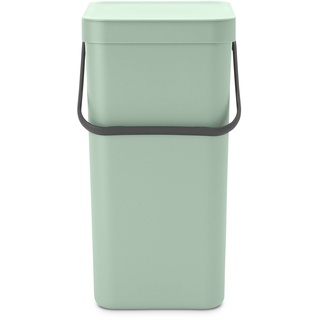 Brabantia - Sort & Go Abfallbehälter 16L - Mittelgroßer Recyclingbehälter - Tragegriff - Pflegeleicht - Auch für die Wandmontage Geeignet - Küchenmülleimer - Jade Green - 22 x 28 x 40 cm