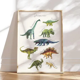 MeinBaby123® Dino Poster Kinderzimmer | Dinosaurier Poster DIN A2 | Bilder Kinderzimmer Jungen | Deko Bilder | Babyzimmer Deko | Wandposter Premium (Dino Poster - 3)