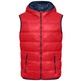 Men's Down Vest Ultraleichte sportliche Daunenweste mit Kapuze rot/blau, Gr. L