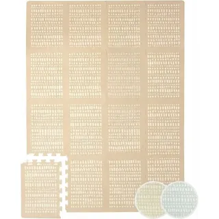 Hakuna Matte Stylische Puzzlematte Baby 170x120 cm Hygge Sand | 16 XL-Platten mit Kanten–dicke & weiche Baby Spielmatte – schadstofffreie, geruchlose, pflegeleichte Krabbelmatte