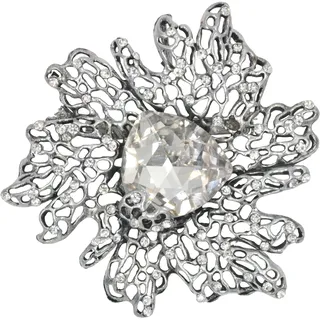 FIRETTI Brosche "Schmuck Geschenk Water Lily", transparent (altsilberfarben, weiß, weiß), Broschen, Damen, Metall, Brosche
