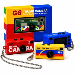 DETAILFORGE Nano Cam G6 Mini Kamera im Retro Charme Design, Kids Kamera Schlüsselanhänger Digitalkamera Thumb (Blau)
