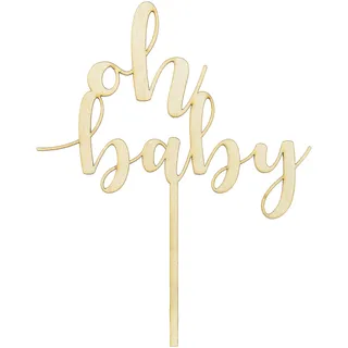Torten Topper "oh baby" Tortenstecker Kuchenaufsatz aus Holz für Babyparty Geburtstag uvm