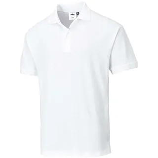 Portwest B210 Herren Naples Polo-Shirt Verstärkter Kragen Baumwolle Kurzarm | Weiß, 2XL, UPF 40+, 65% Polyester, Rippkragen und Bündchen, Piqué-Strick, Doppelnaht, Business