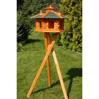 Deko-Shop-Hannusch Vogelhaus mit Ständer grün, Vogelfutterhaus mit Futtersilo, Silo