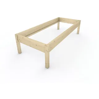 TUGA-Holztech Massivholzbett Holzbett Naturholzbett 90 x 220 cm 58 cm Bettgestell ohne Kopfteil, Br 70 80 90 100 120 140 160 180 200 Lg 200 220 H=38/48/58 cm 90 cm x 220 cm x 58 cm