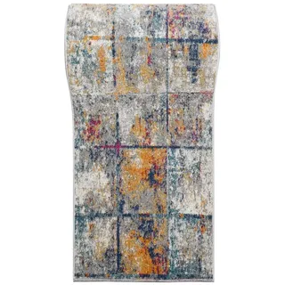 Mazovia Läufer Läufer Flurläufer Modern Abstraktes Teppichläufer 70 cm Breit, 70 x 750 cm, Kurzflor, Meterware, Höhe 9 mm gelb|grau 70 x 750 cm