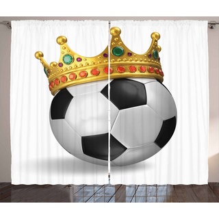 Gardine »Schlafzimmer Kräuselband Vorhang mit Schlaufen und Haken«, Abakuhaus, König Fußball-Fußball mit Krone bunt 280 cm x 225 cm