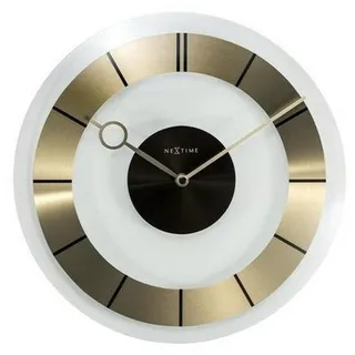 NEXTIME Wanduhr 2790GO - Wanduhr "Retro", Glas, Gold, 31 cm