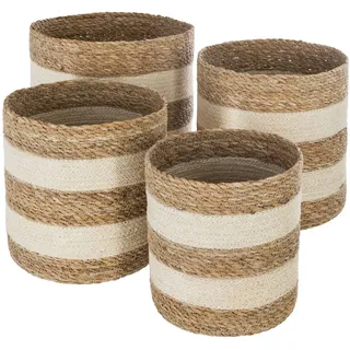 Set Aus 4 Körben Jute Weiß - Beigeigenschaft