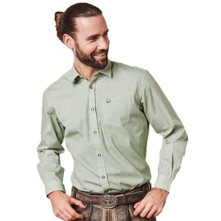 KRÜGER BUAM Trachtenhemd Herrenhemd 'Igor' mit Muster 911765, Grün grün XXL